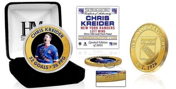 Chris Kreider 52 Goal  Gold Limited Edition Coin